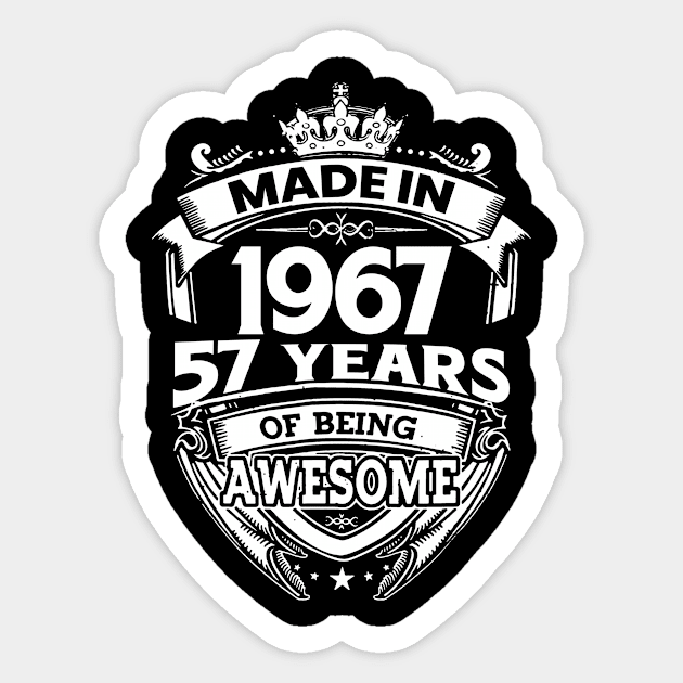 Made In 1967 57 Years Of Being Awesome Sticker by Bunzaji